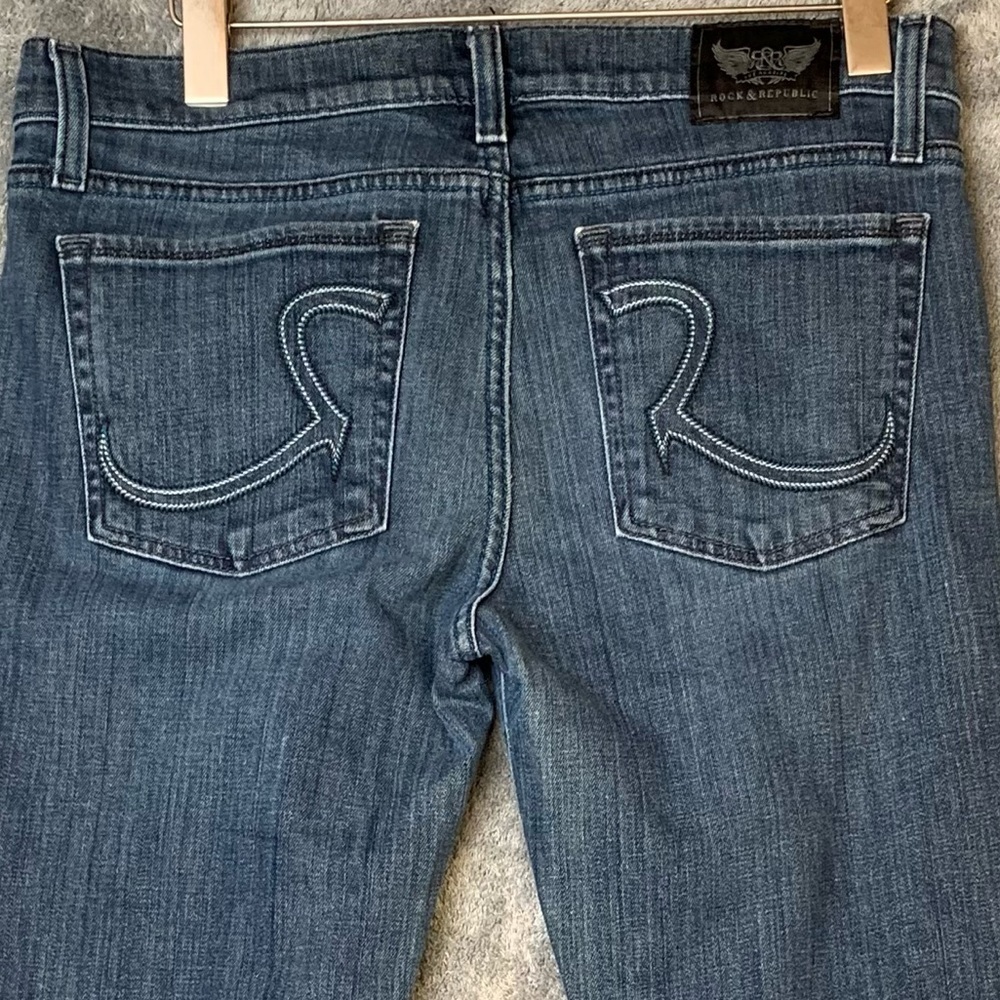 R&R Rock & Republic Y2K Low Rise Dark Wash Bootleg Flare Jeans 30/30 Western